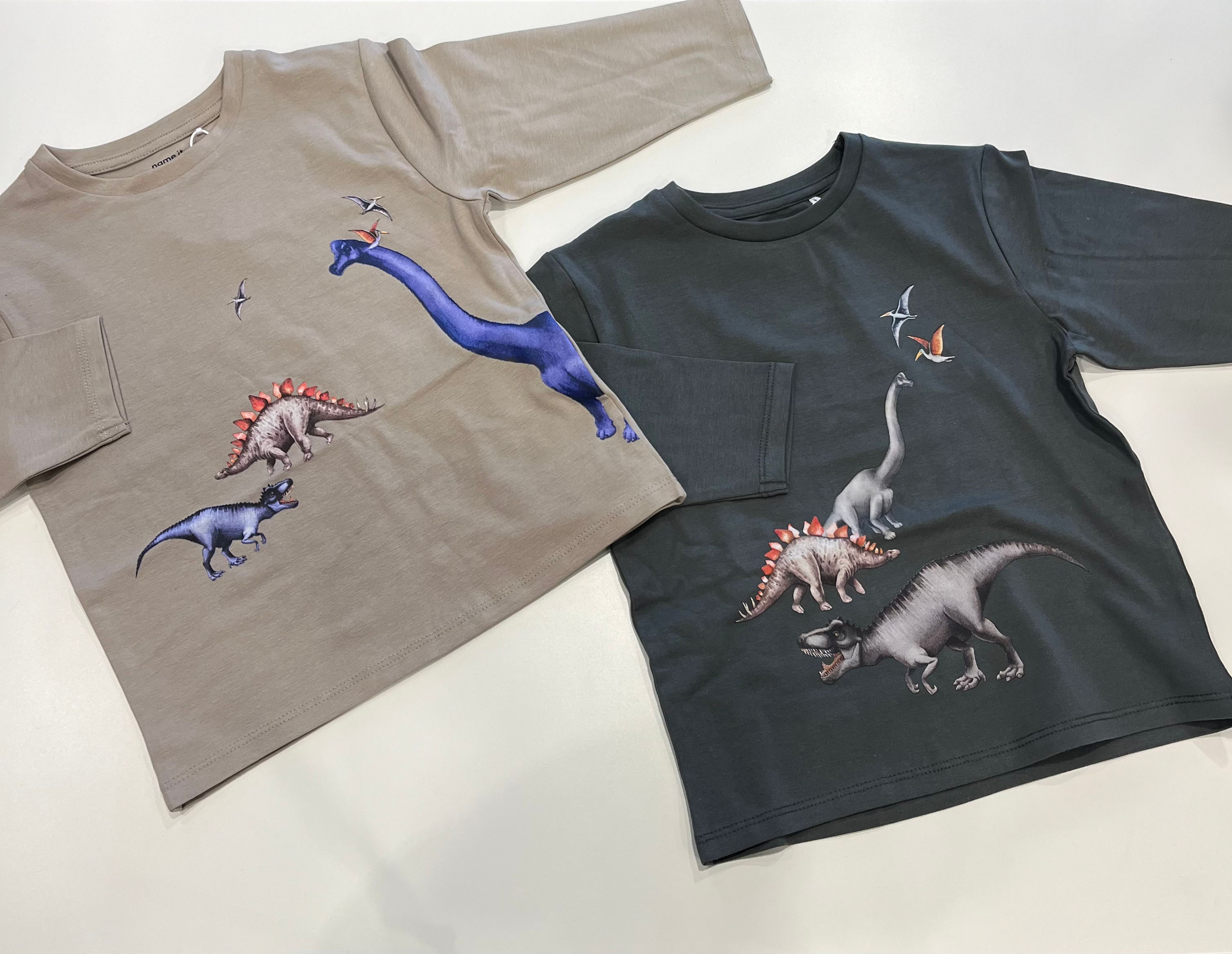 Maglia in cotone dinosauro grigia
