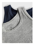 Set 2 pz canottiera spalla larga grigio e blu