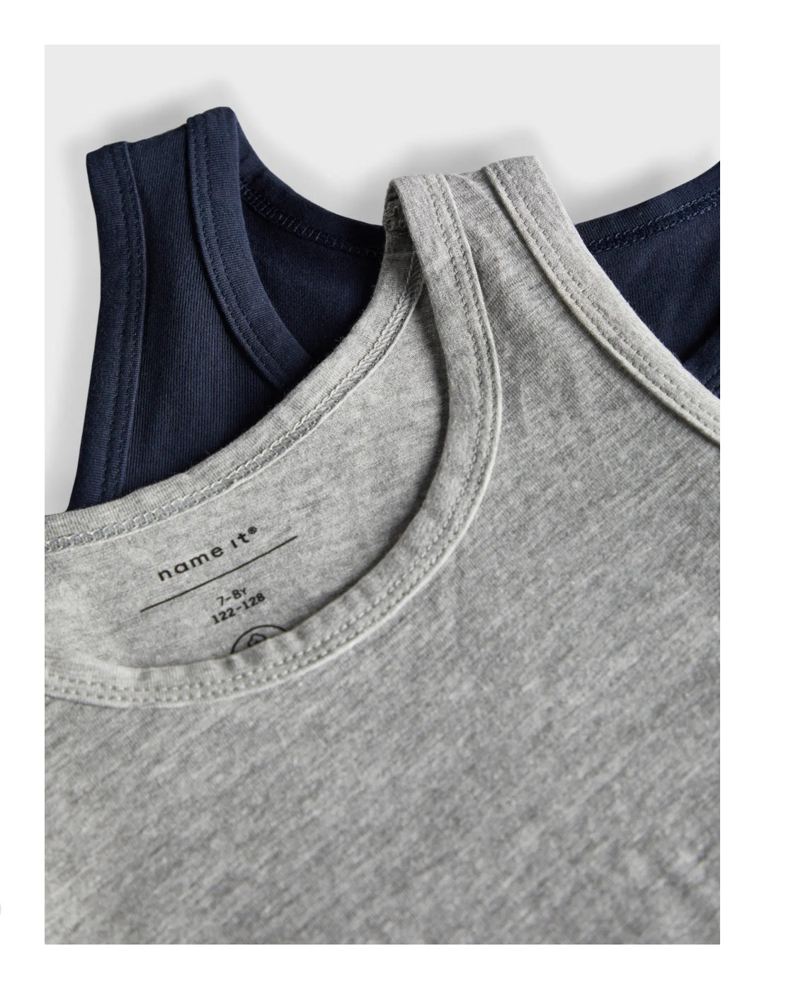 Set 2 pz canottiera spalla larga grigio e blu