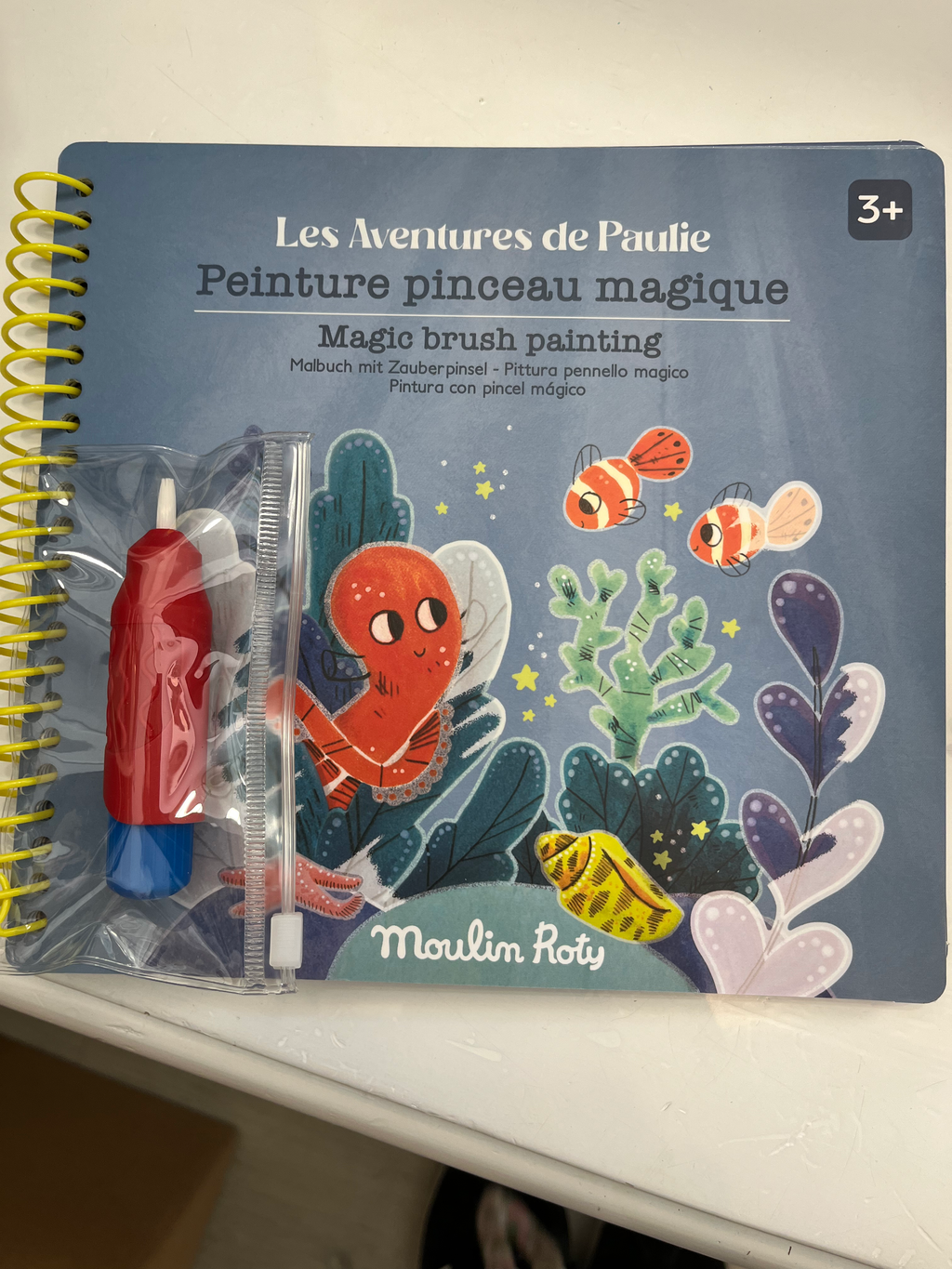 Libro magico con pennello ad acqua