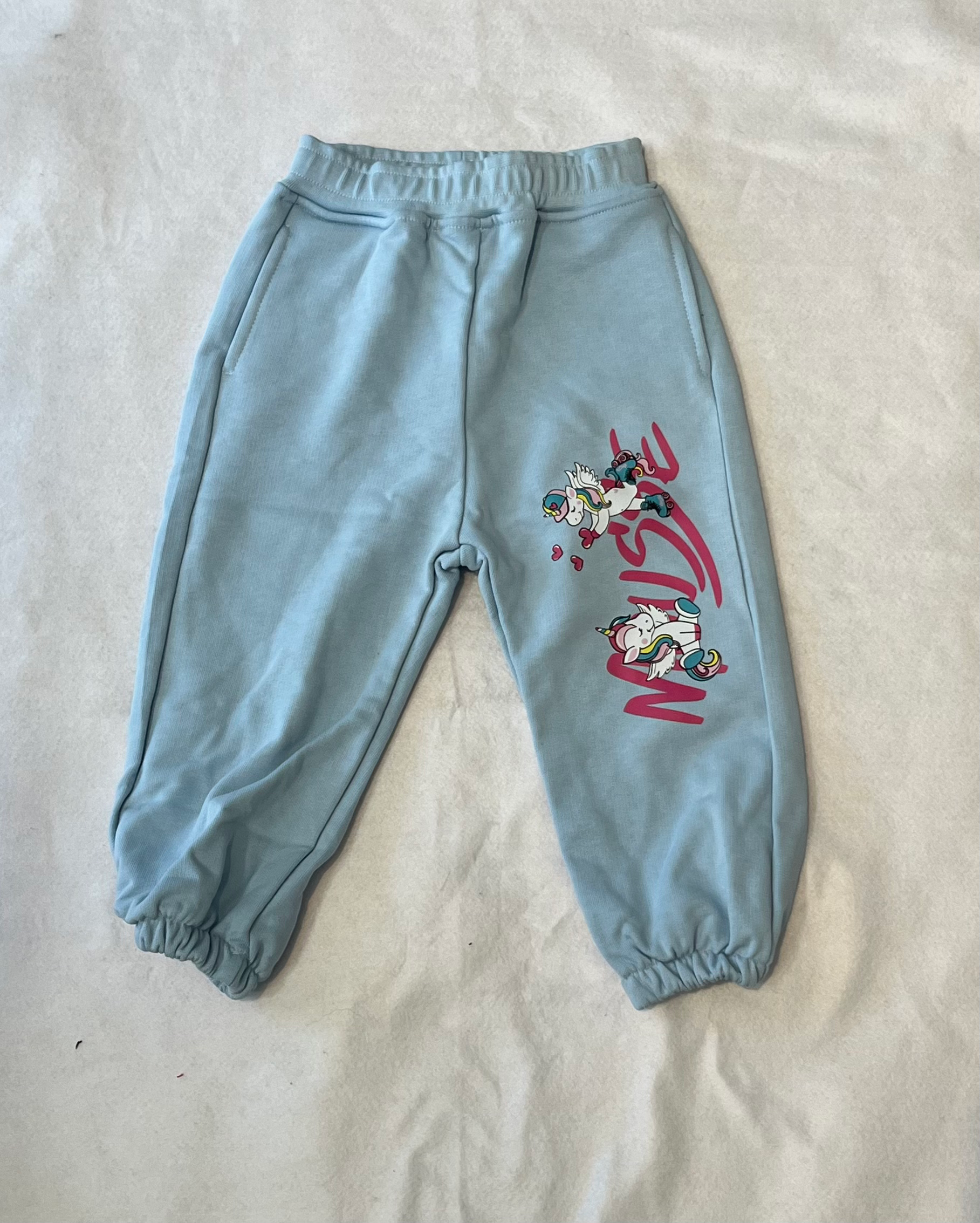 Pantalone cozy azzurro unicorno