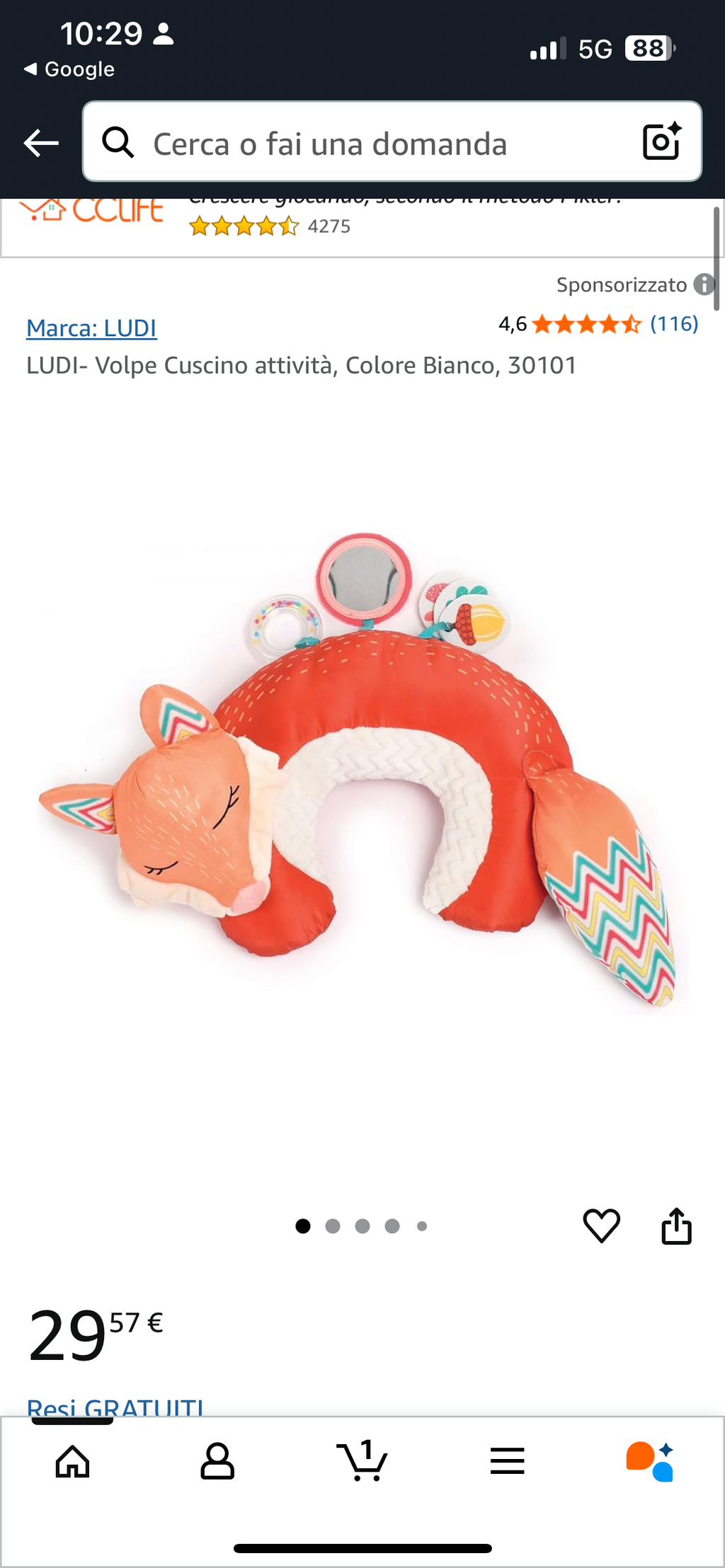 Cuscino colpe tummy time