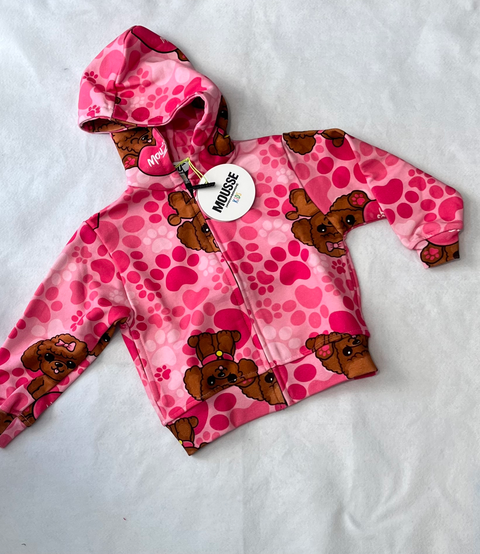 Felpa zip e cappuccio fantasia sweety dog