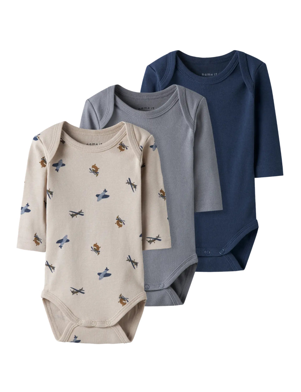 Set 3 pz body manica lunga aeroplano