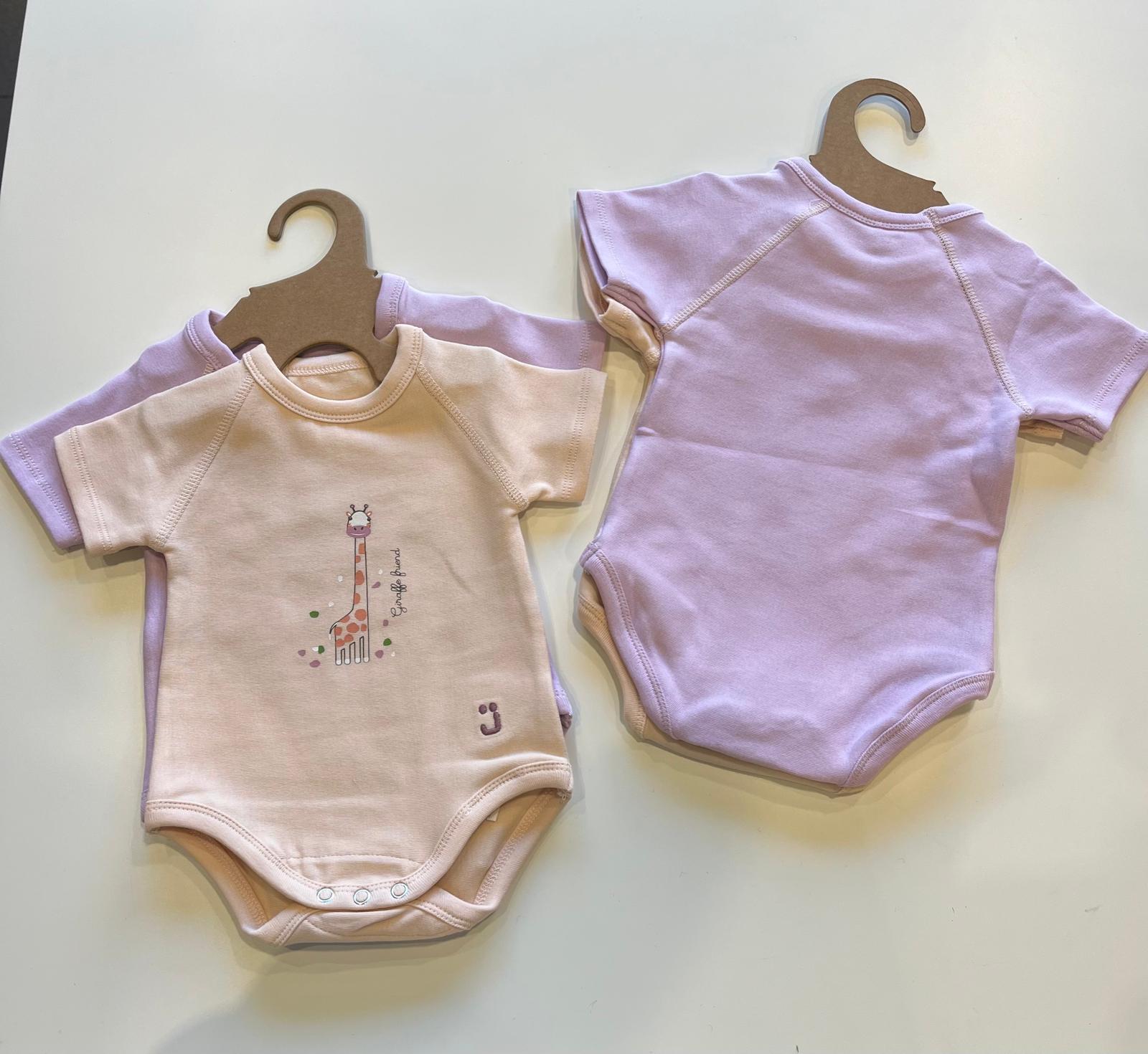 set 2 body in cotone 0/36 mesi manica corta
