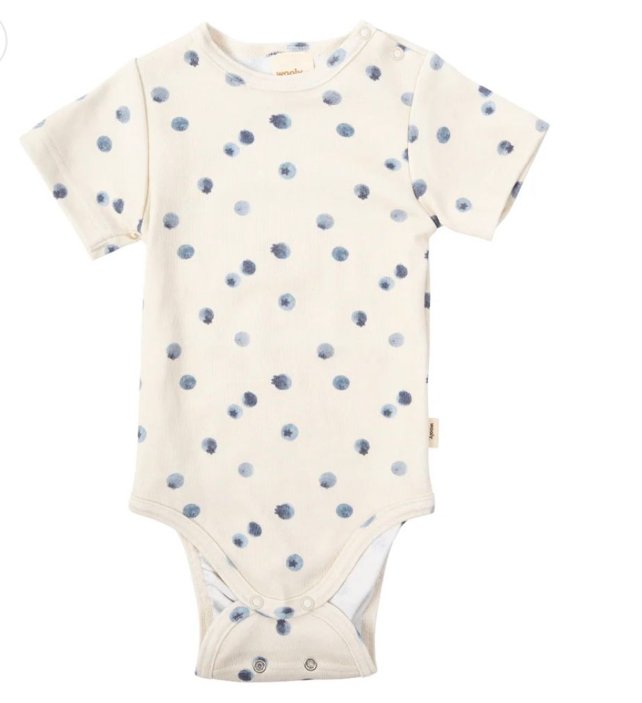 Body manica corta mirtilli Wooly organic