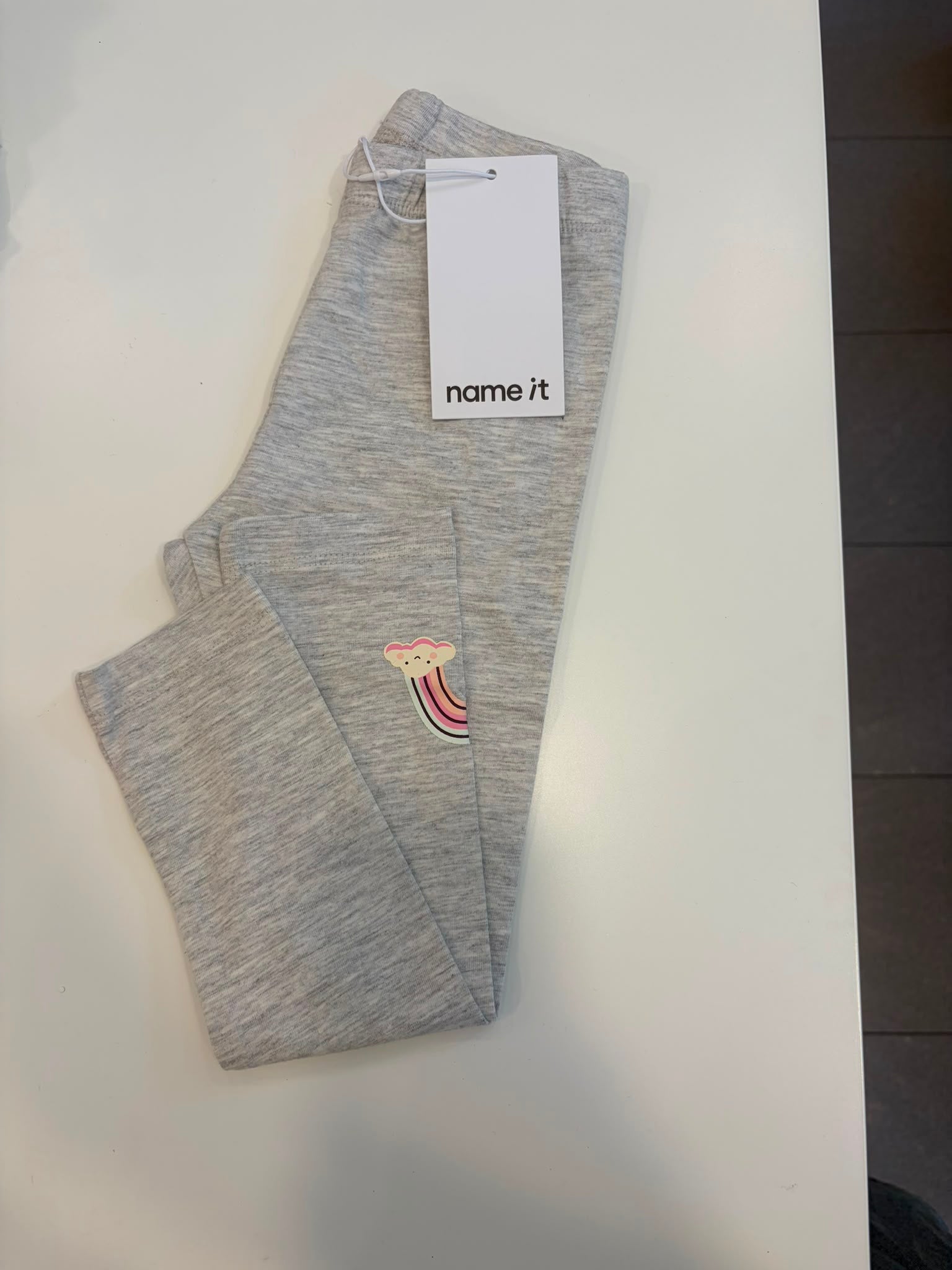 leggins in cotone grigio con arcobaleno