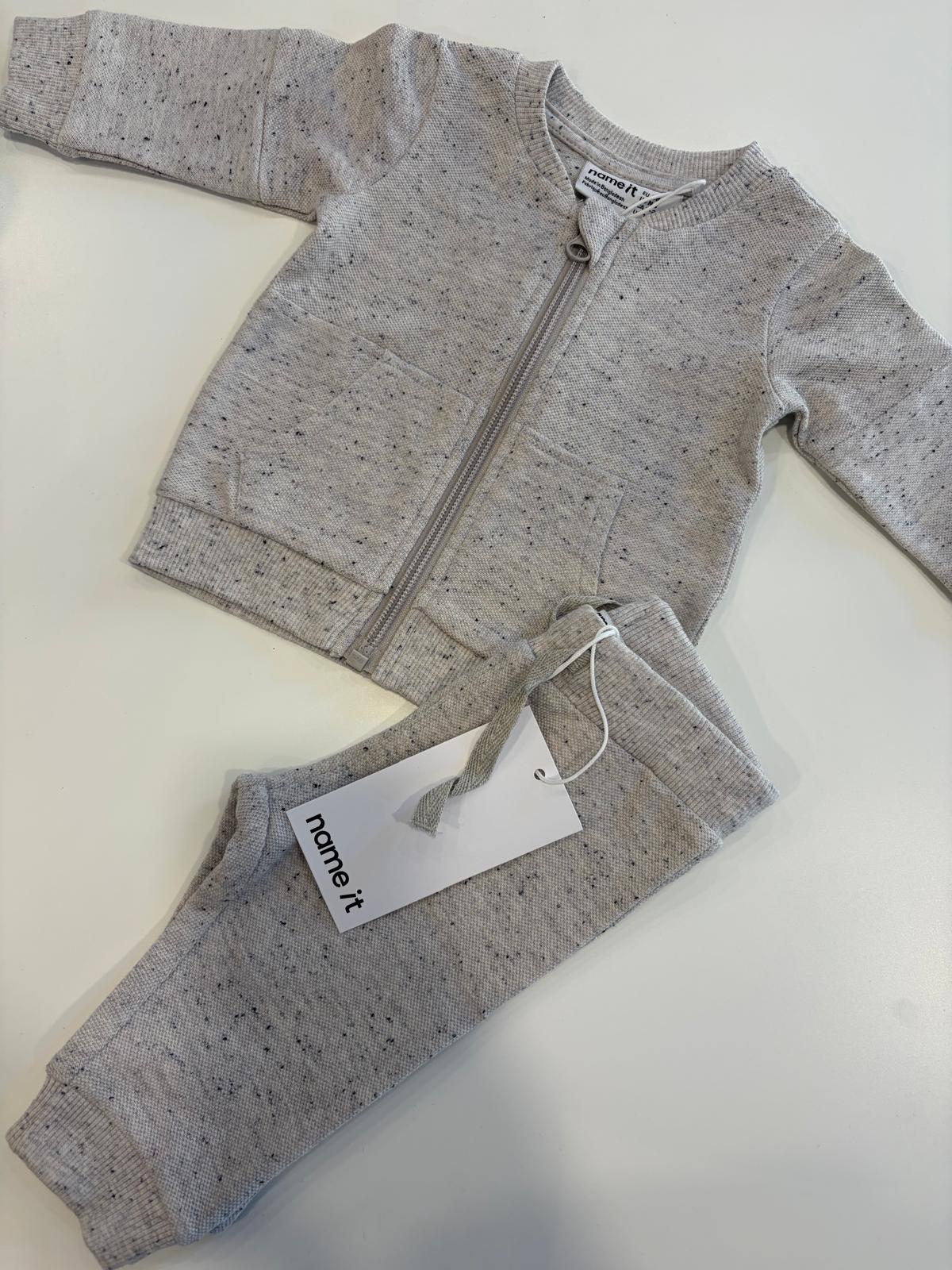 TUTA GRIGIA MELANGE IN COTONE CON ZIP