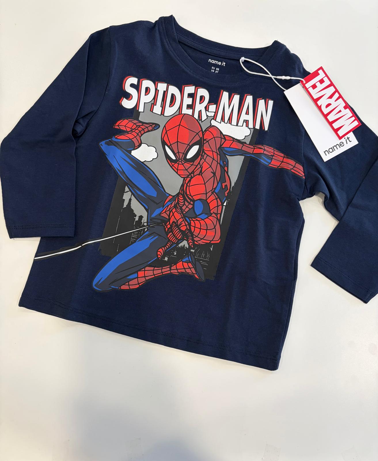 MAGLIA IN COTONE SPIDER MAN BLU
