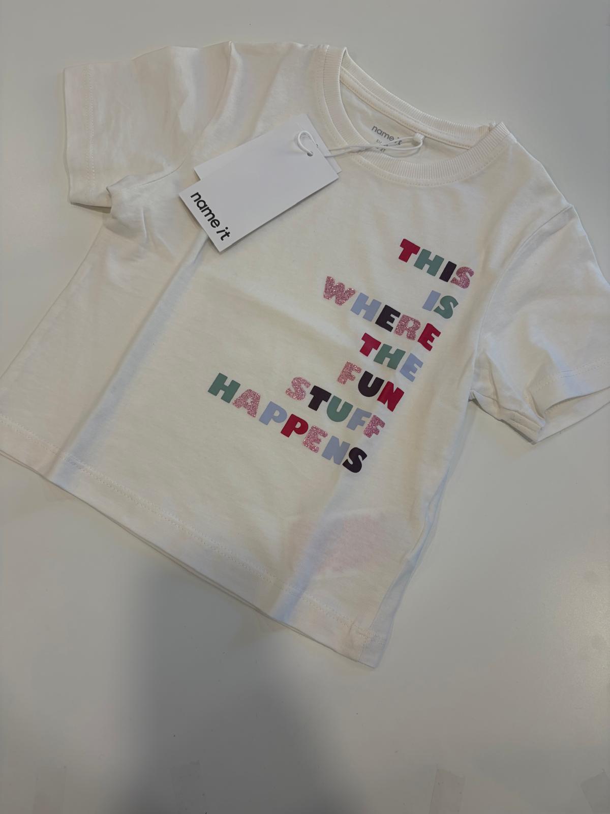 T SHIRT IN COTOME MM SCRITTA GLITTER