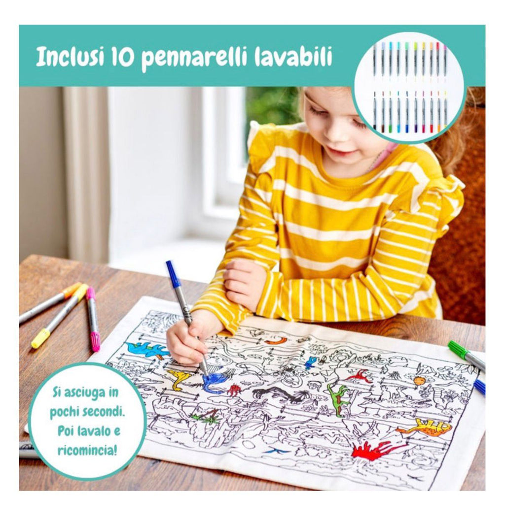 tovaglietta 47x33 cm con 10 pennarelli eatsleepdoddle