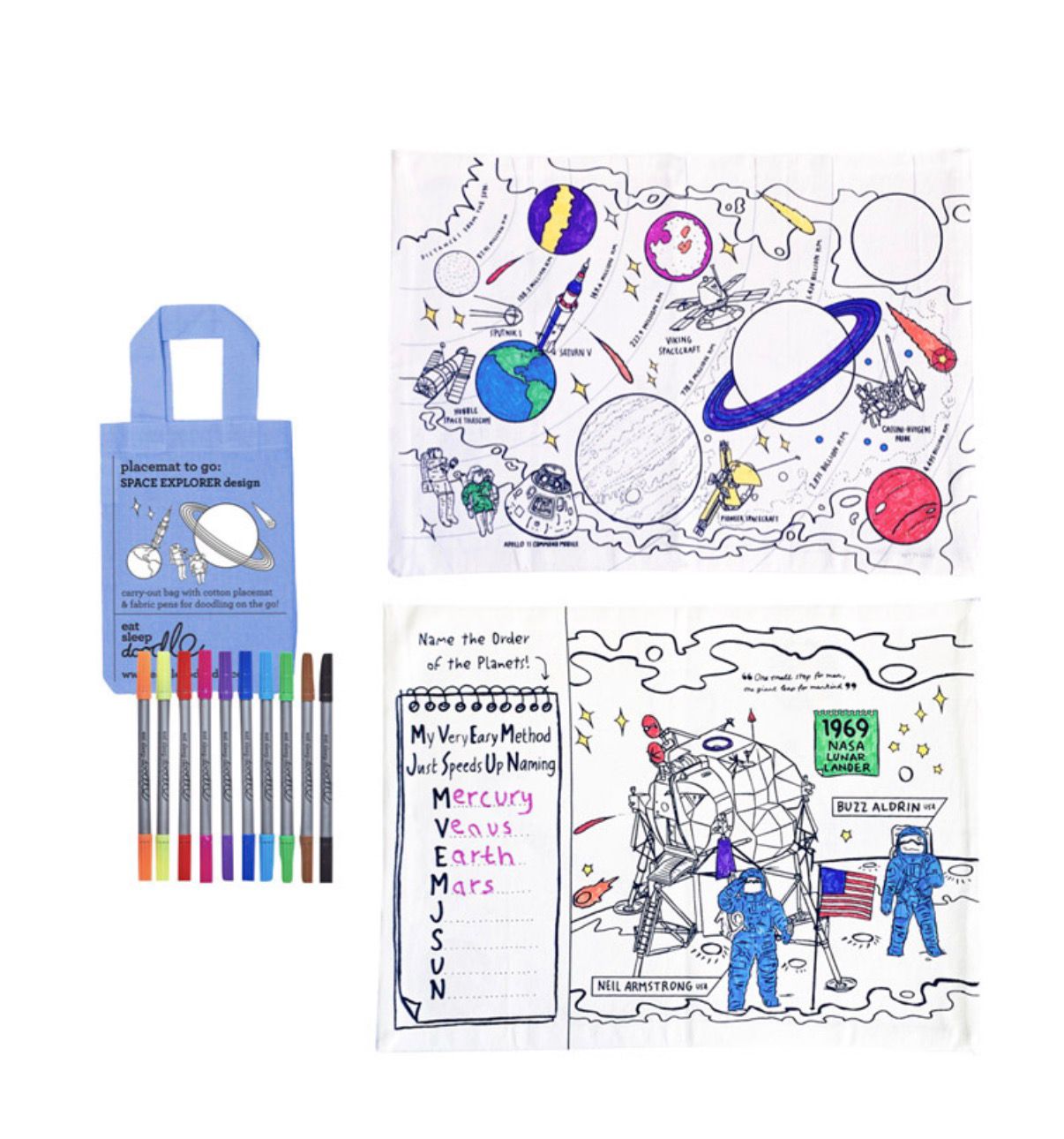tovaglietta 47x33 cm con 10 pennarelli eatsleepdoddle