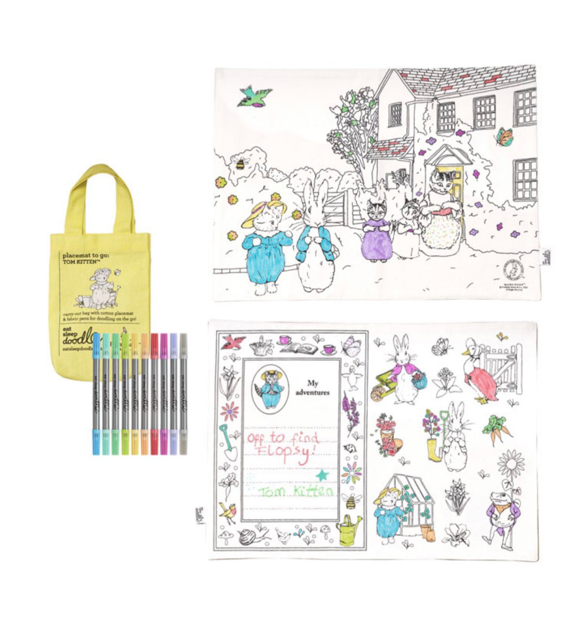 tovaglietta 47x33 cm con 10 pennarelli eatsleepdoddle