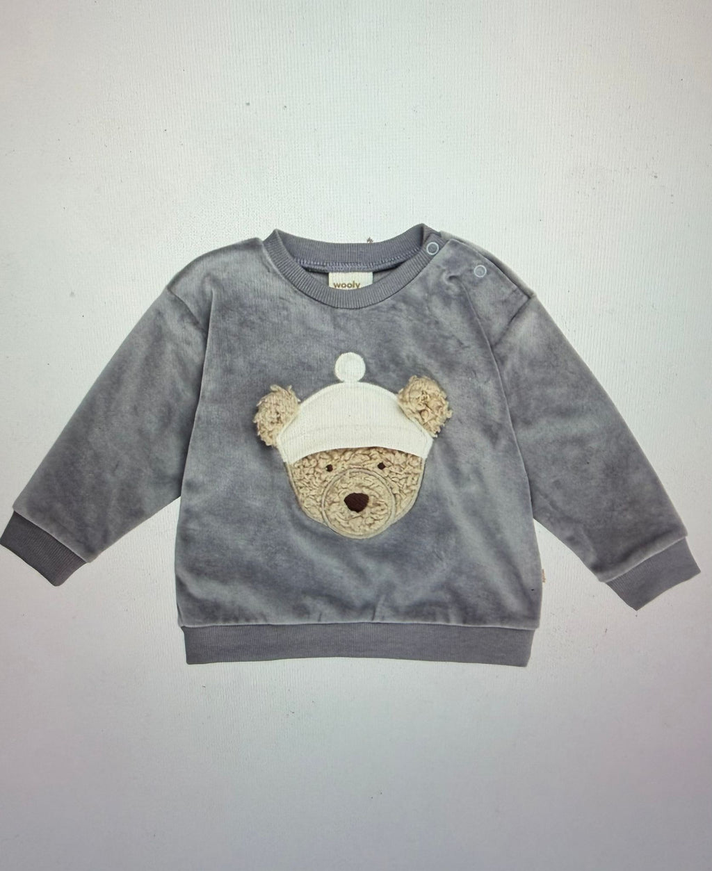 completo orsetto grigio blu ciniglia di cotone gots wooly organic