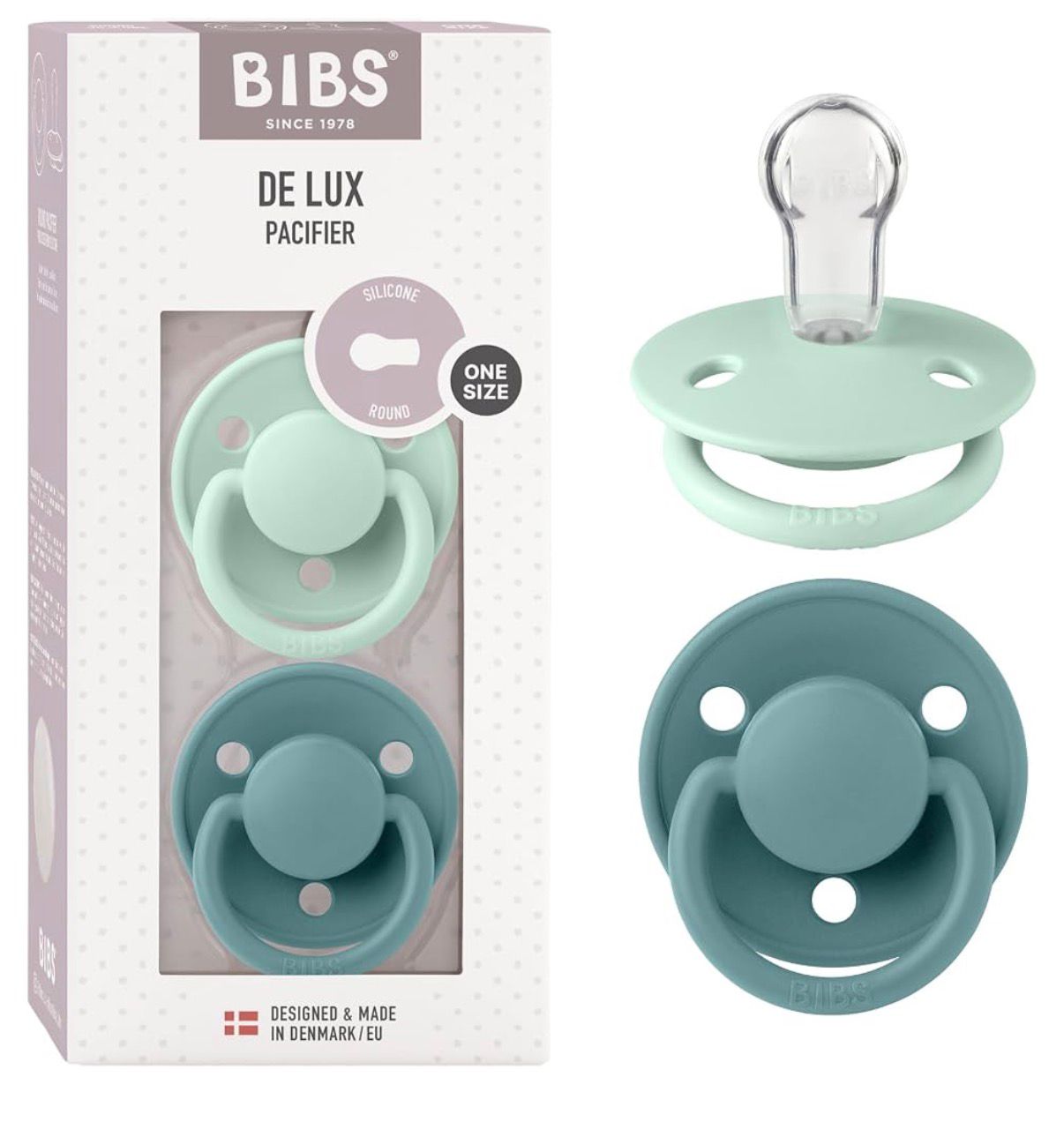 BIBS set 2 pezzi ciucci in silicone de lux verde