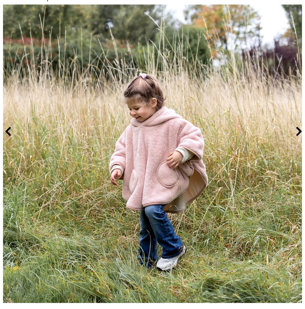 poncho 9/36 mesi teddy bemini rosa