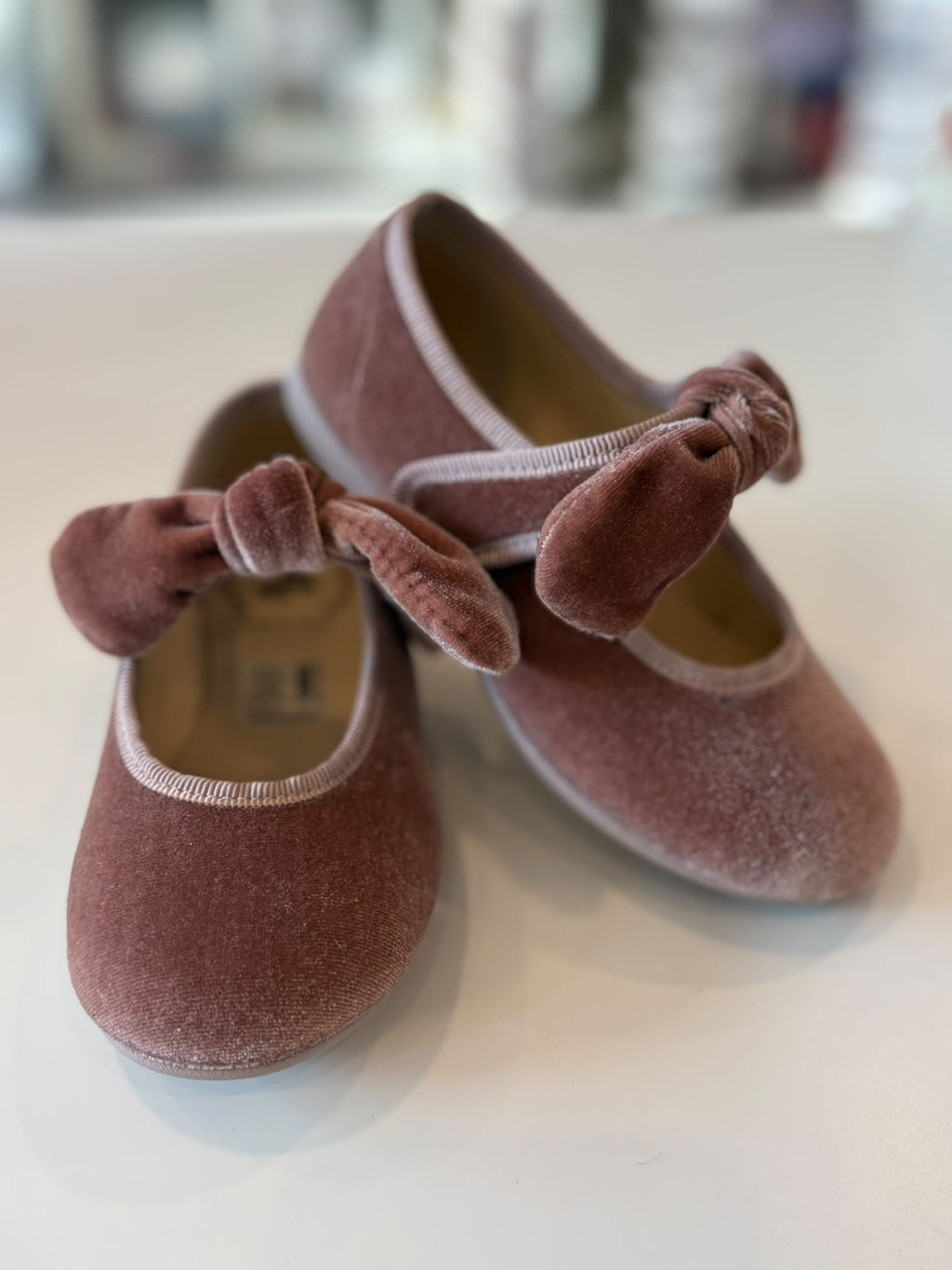 ballerina in velluto rosa antico con fiocco rimovibile vulladi