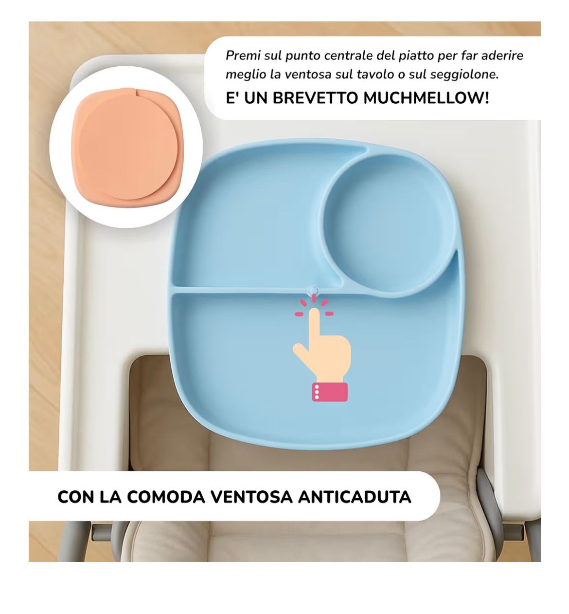 set pappa silicone alimentare con ventosa
