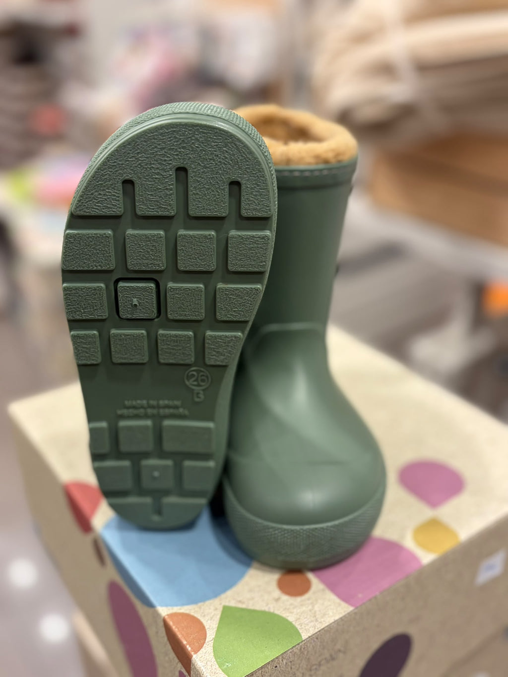 stivaletto in gomma con interno in pelo igor verde